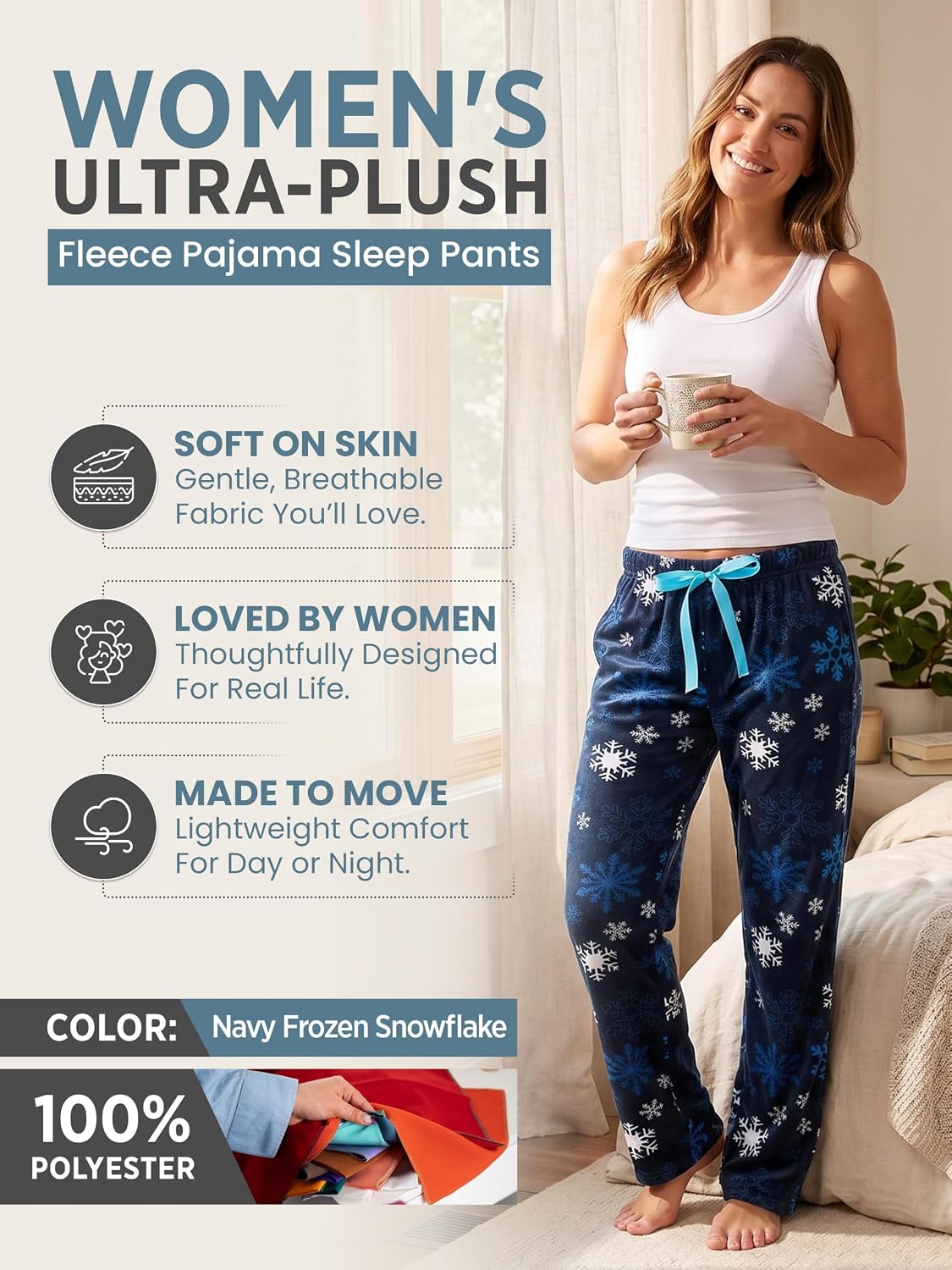 Ashford & Brooks Women's Plush Fleece Pajama Sleep Pants image 2