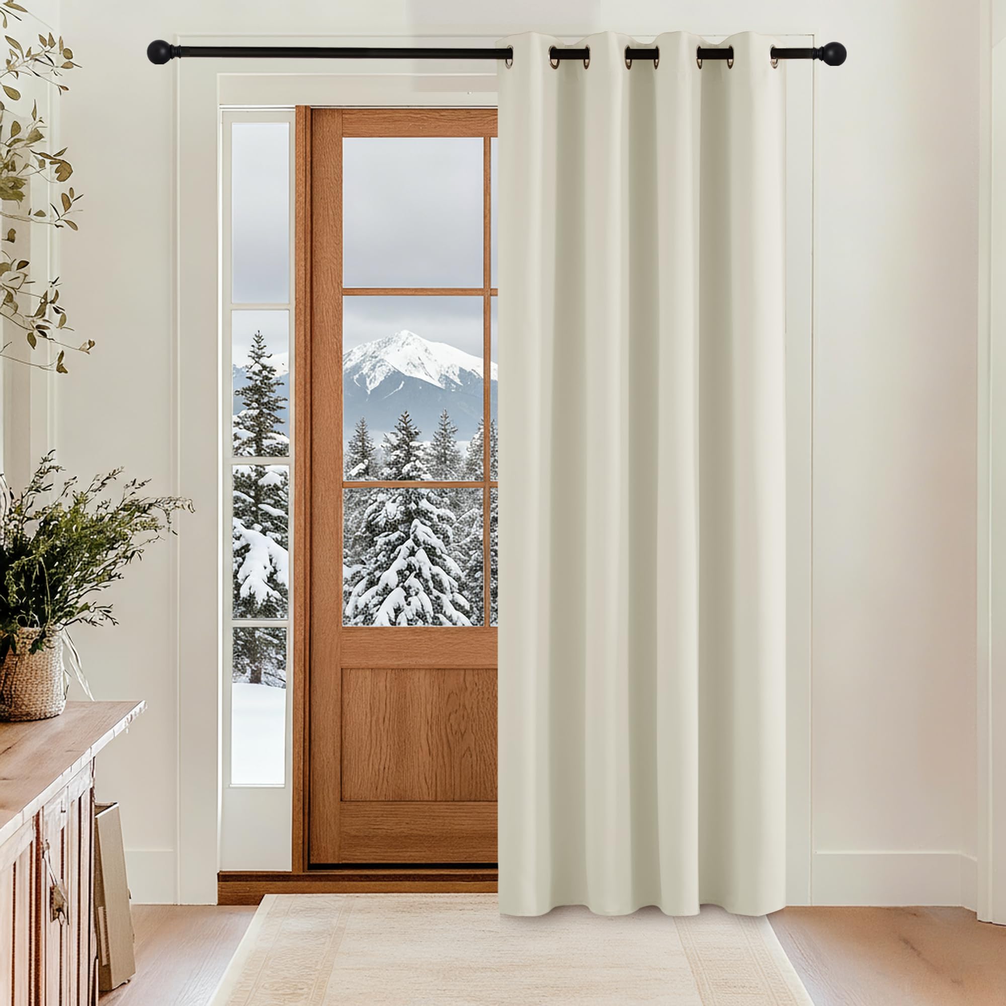 KGORGE Blickdichter Vorhang Modern 1 Stück Türvorhang Hitzeschutz Gardinen Für Balkontür Gardine Wohnzimmer Curtains Living Room Thermovorhang Tür Verdunklungsvorhänge mit Ösen