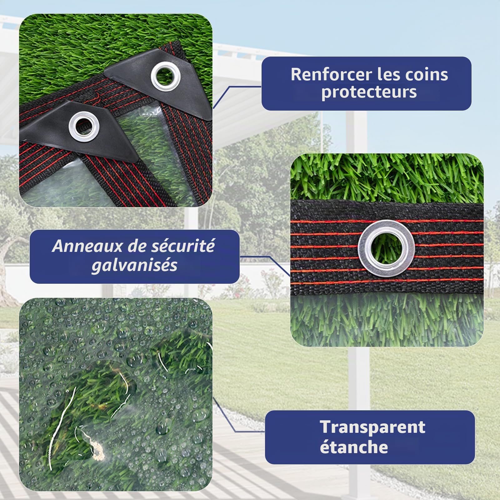 Bâche imperméable avec œillets - 3 x 4 cm - Film Plastique Transparent - Résistant aux intempéries - Protection Contre la Pluie - Isolation hivernale - pour Jardin, terrasse, Balcon