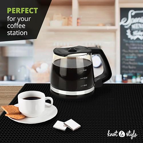 Miniatura 8 de Tapete prémium para barra de café (18 x 12 pulgadas), tapete absorbente y silicona antideslizante, perfecto para cafeteras, máquinas de café expreso
