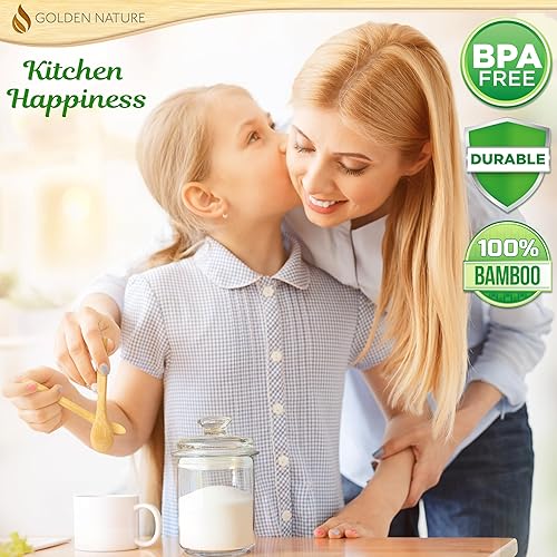 Miniatura 3 de Juego de cucharas de bambú (10 unidades), pequeñas cucharas de cocina, pequeñas cucharas de madera perfectas para azúcar, especias, condimentos,