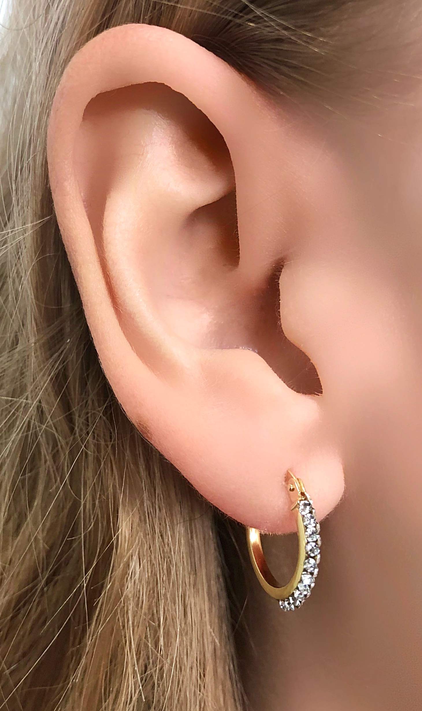 DelPia, Orecchini a Cerchio in Oro Giallo 18kt e Argento Sterling 925 2begold con Cristalli