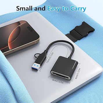 CFexpress Type B Card Reader with USB 3.2 (Gen 2) 10Gbps, USB-C&USB-A 2-in-1 Type B CFexpress Adapter, Compatible with Windows/Mac/Linux/Android, for iPhone 16/15, Laptops, Tablets, Smartphones New