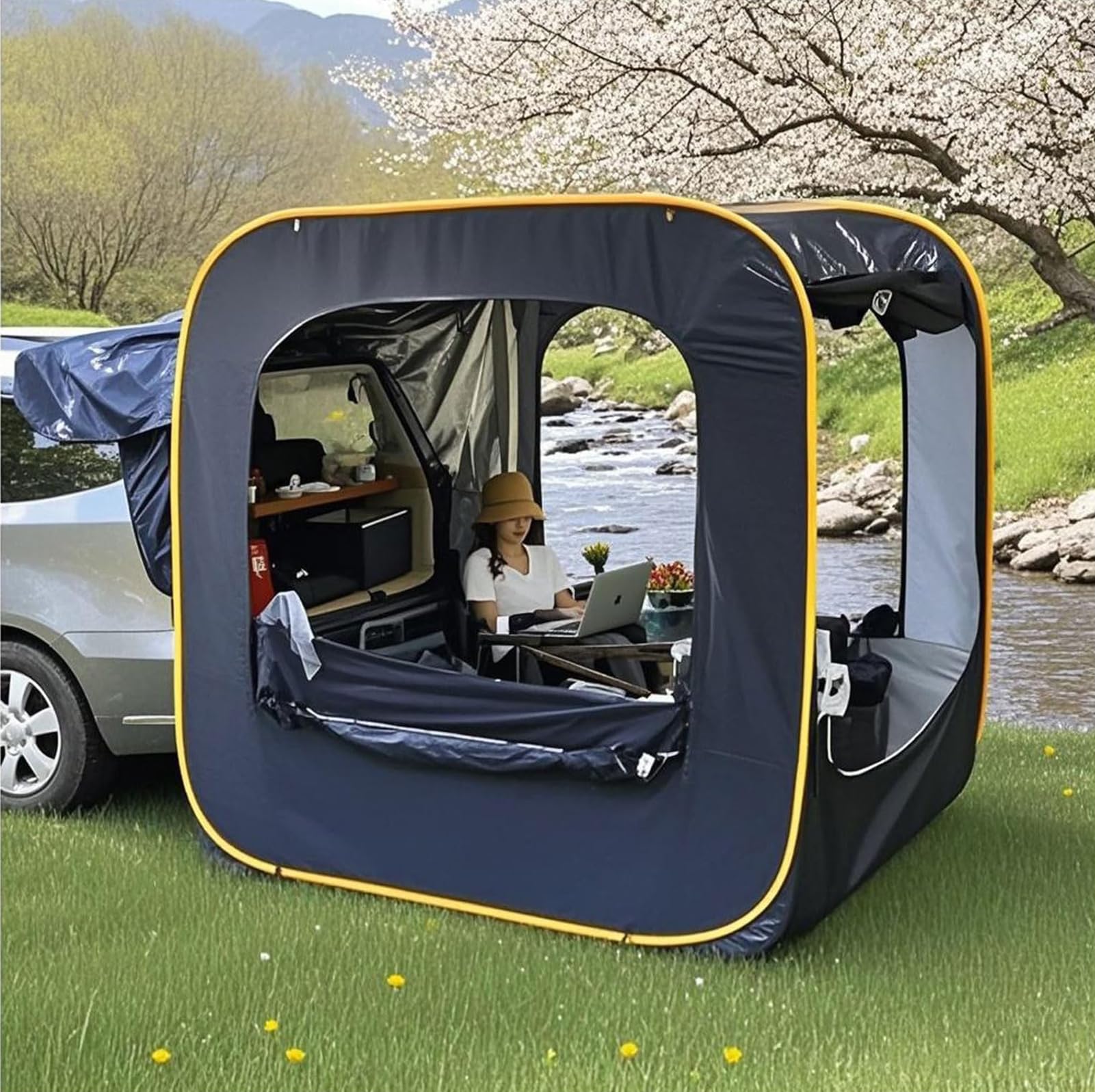 ZLSXAOASP SUV Tent, Pop Up Rear Freestanding Camping Shelter for Car and Van, Multipurpose Awning Outdoor Use