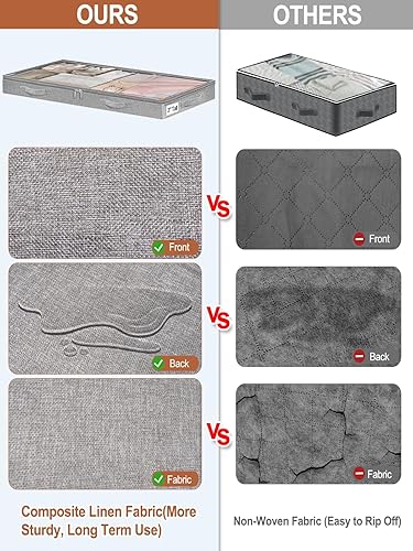 Miniatura 5 de Contenedores de almacenamiento de 3 pulgadas de perfil bajo para debajo de la cama con diseño sin resistencia, bolsas de almacenamiento de ropa poco