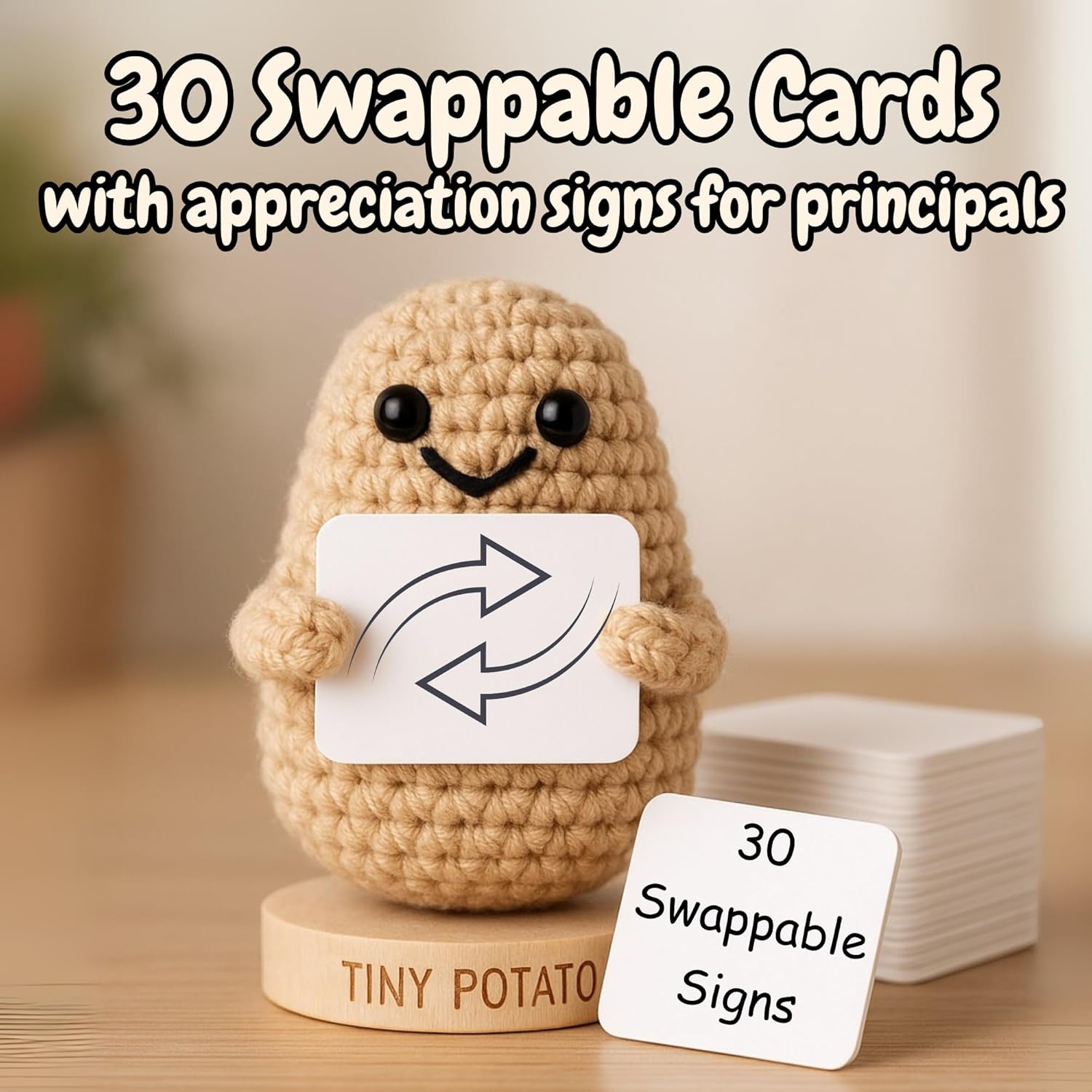 Gift for Principals - Tiny Potato with 30 Swappable Appreciation Signs - Funny Principal Gifts for Women Men for Birthday, School End of Year Appreciation, Thank You, New Job, Promotion, Retirement - Image 4