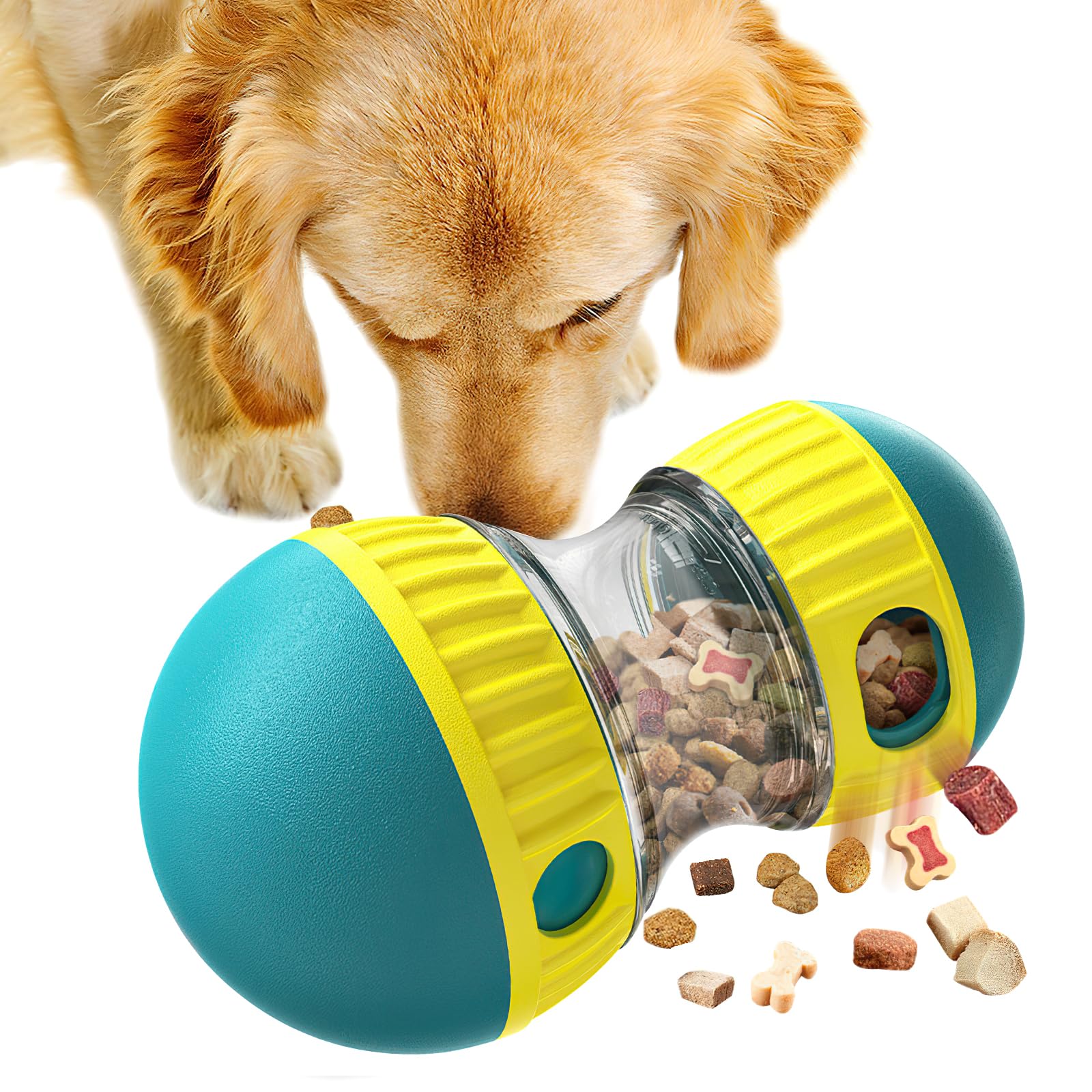 APOMOONS Interactive Dog Toy, Rolling Dog Treat Dispenser Slow Feeder, Treat Puzzle Toys Reduce BoredomImprove IQ, Food Dispenser Toys for Small Medium Large Dogs and Indoor Cats (Green)