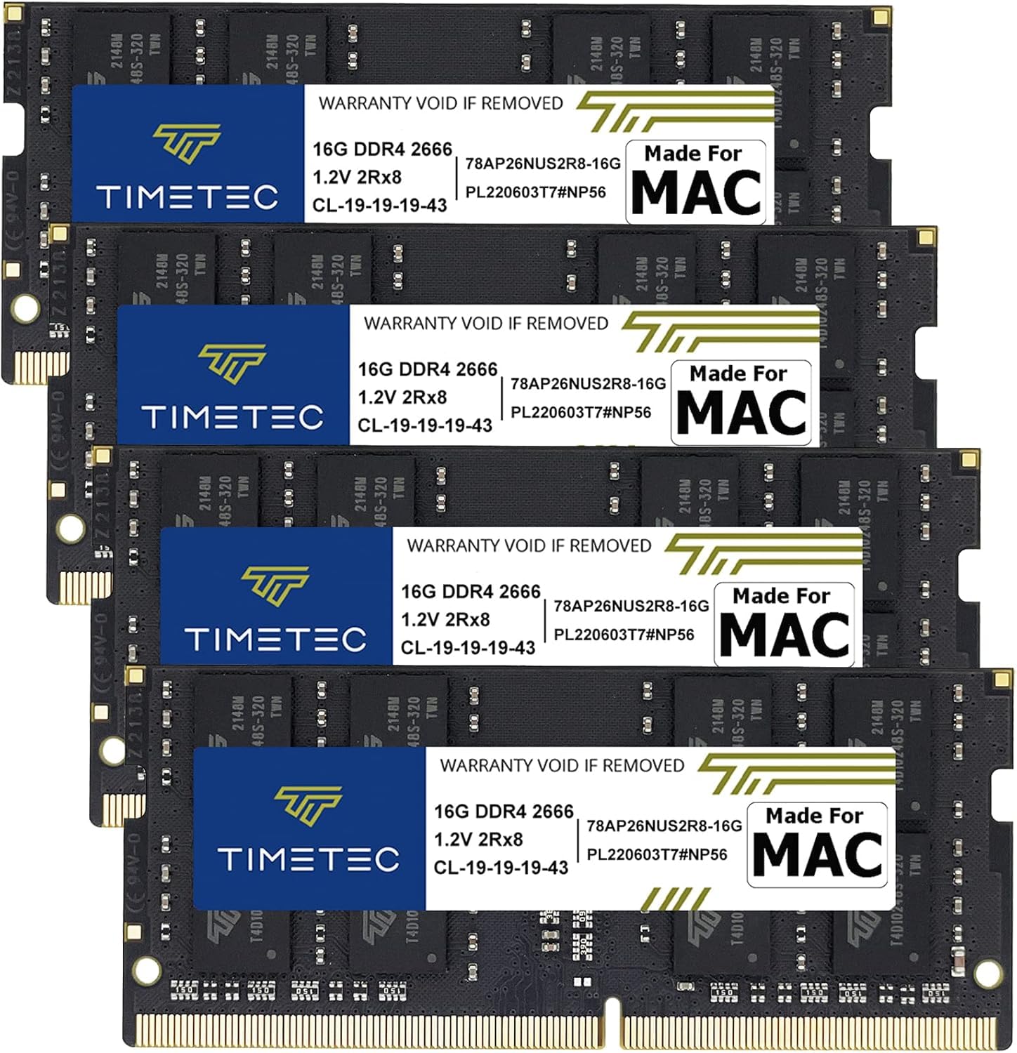Timetec 64GB KIT(4x16GB) Compatibile con Apple DDR4 2666MHz per iMac (20,1/20,2) di metà 2020 / iMac (19,1) di metà 2019 da 27 pollici con display Retina 5K RAM PC4-21333/PC4-21300 Mac
