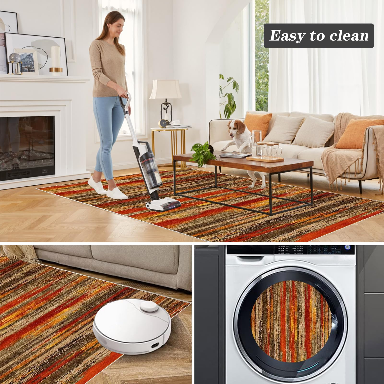 Tapis de Couloir Long pis de Cuisine Lavable antiderapant Tapis d'entrée Interieur 80 x 120 cm Tapis de Passage Tapis Chambre Tapis Cuisine Devant Evier Absorbant pour Salon Passage Chambre
