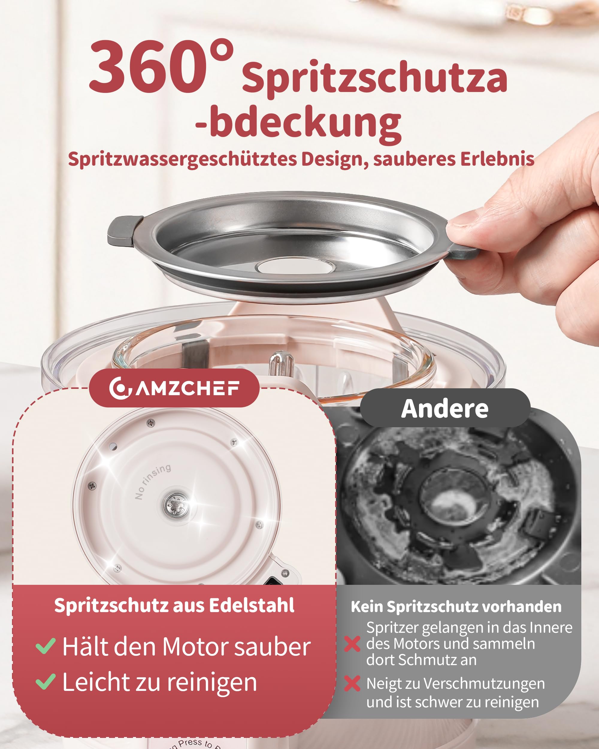 AMZCHEF Babynahrungszubereiter mit Dampfkorb – 6-in-1 Automatisches Kochen & Mixer mit Altersauswahl und Timer, Babybrei Zubereiter für verschiedene Zutaten, spülmaschinenfest und BPA-frei