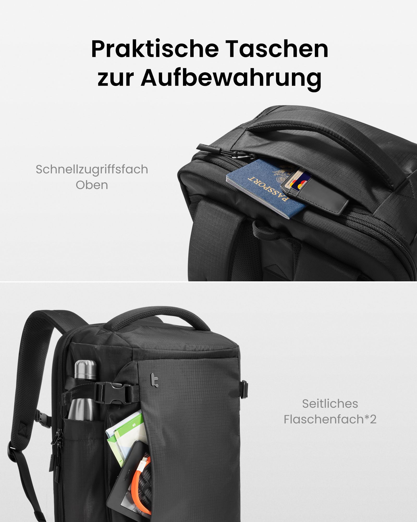 Tomtoc 40L Reiserucksack TSA-freundlicher Handgepäck Rucksack Wasserdicht Business Laptop Rucksack 17,3 Zoll