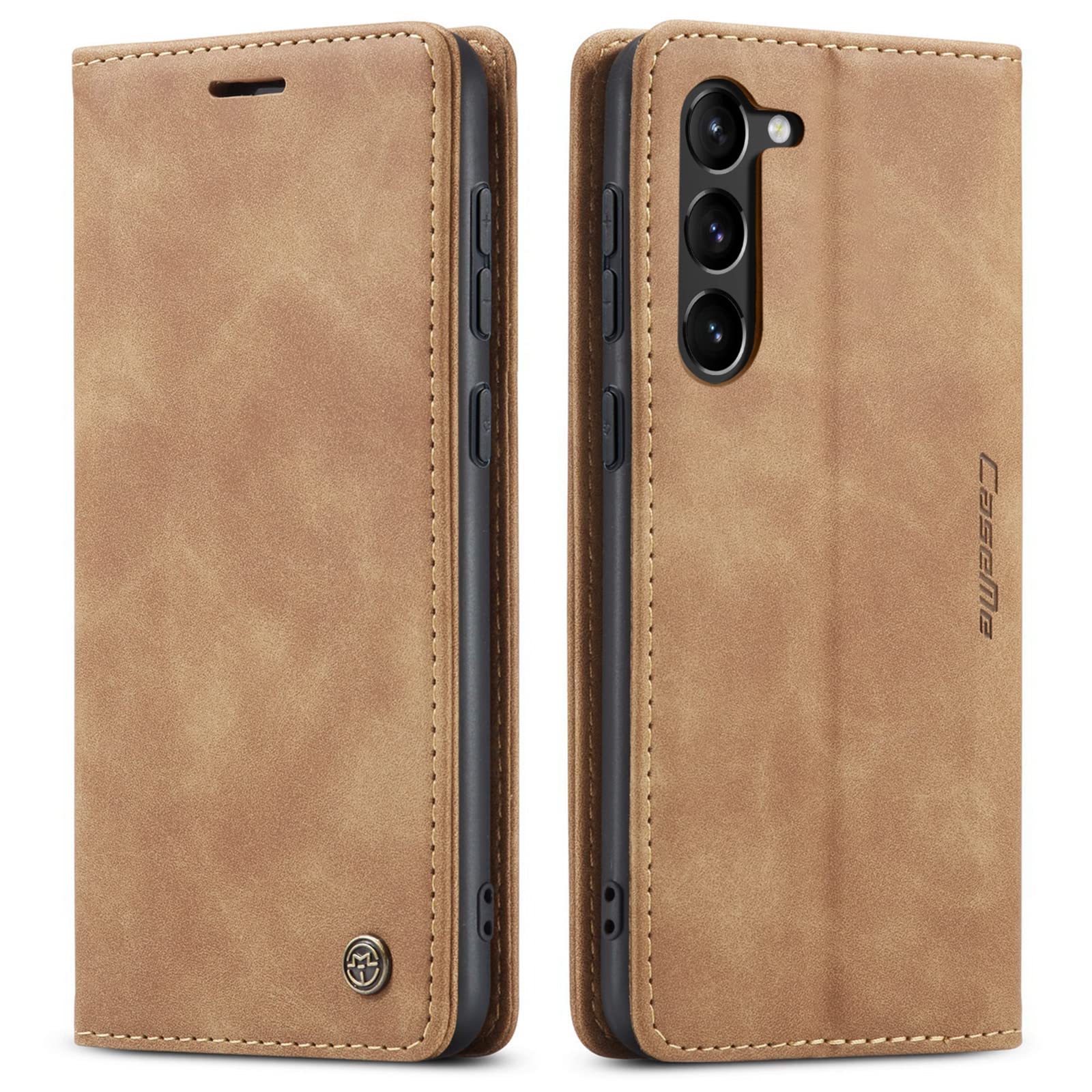 FCOZCKLOM Compatible with Samsung Galaxy S23 Wallet Case with Card Holder, Kickstand Protective Flip Folio Leather Case Wallet for Samsung Galaxy S23 6.1 inch (Brown)