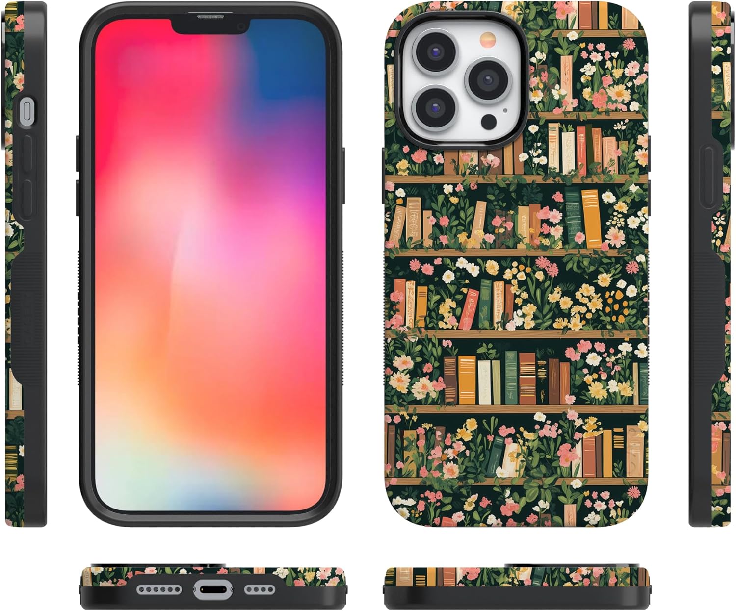Casely iPhone 13 Pro Case | Book Nook | Floral Library | Bold Protective Design | Compatible with MagSafe