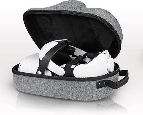 Wasserstein VR Headset Carrying Case Head Strap and Face Cover Bundle - Gaming Accessories Compatible with MetaOculus Quest 2