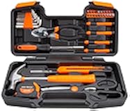 CARTMAN 39 Piece Tool Set General Household Hand Kit with Plastic Toolbox Storage Case Orange