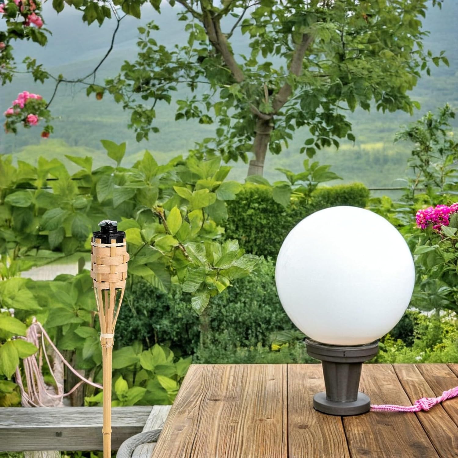 4pcs Fire Torches Outdoor Garden Torches with Wind-Resistant Flame Effect for Festival Parties, Yard Landscape, and Camping Lighting