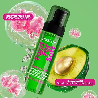 MATRIX Food For Soft Volumizing Hydrating Mousse For All Hair, 7.1 Fl Oz | Infused with avocado oil and hyaluronic acid, adds 2X volume while hydrating and softening