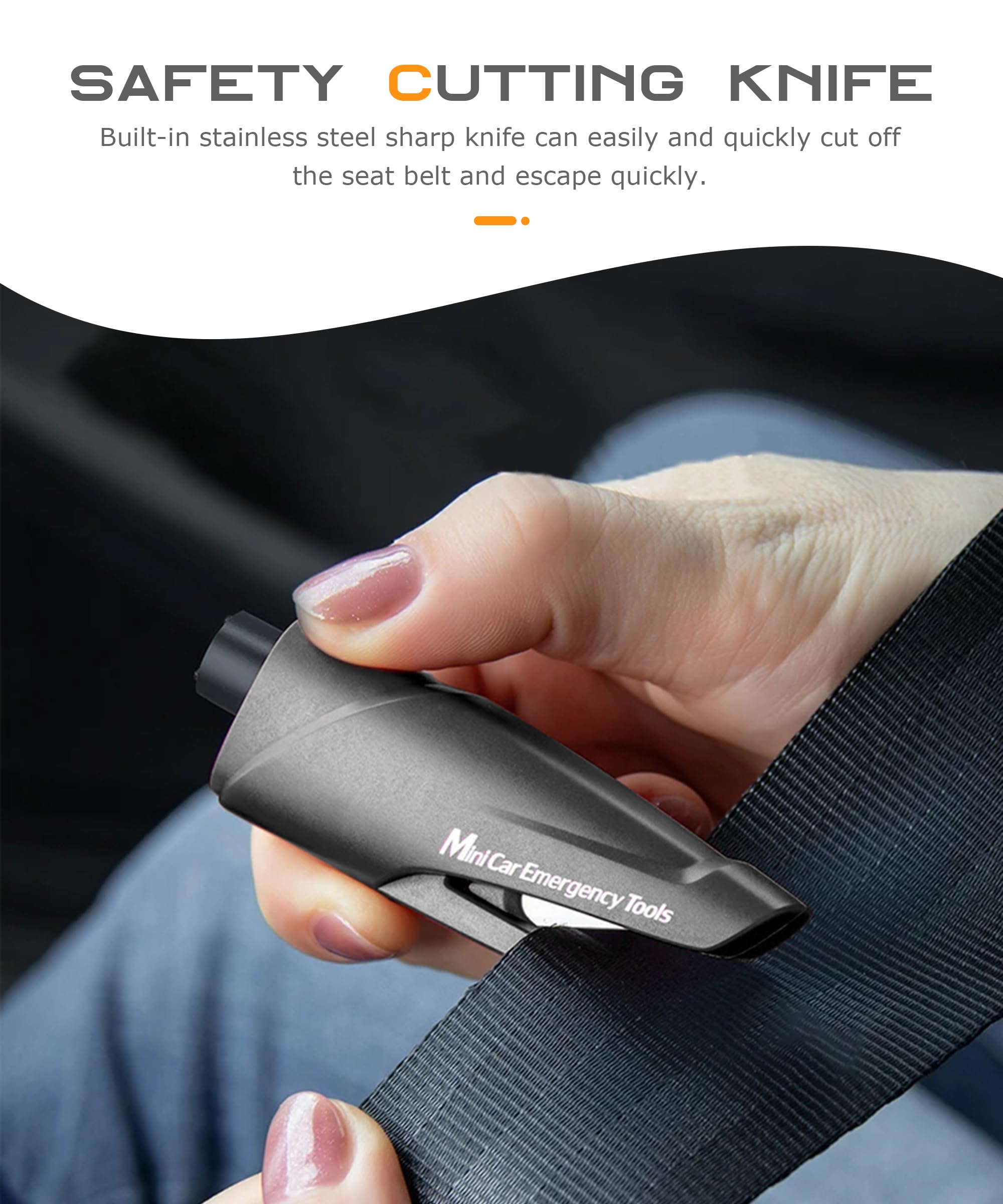 2PCS Brise Vitre Coupe Ceinture Sécurité Voiture - Marteau Urgence Évacuation Auto Orange