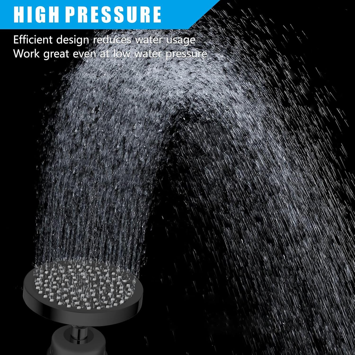 6" High Pressure Filter Rain Shower Head with 3 Pack Filtered Cartridges, Matte Black