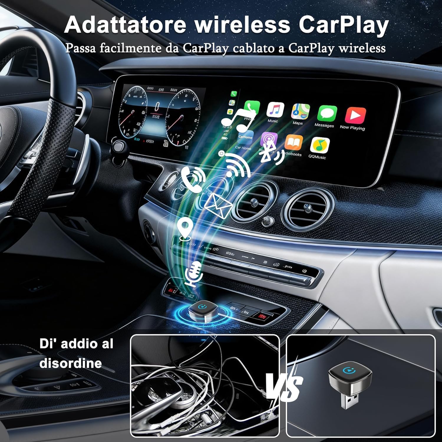 Wireless Carplay Adapter, Suitable for Vehicles Equipped with Cabled CarPlay, Plug and Play Feature enables Fast and Stable CarPlay Wireless Connection, Suitable for 800+ Vehicles (Grey)