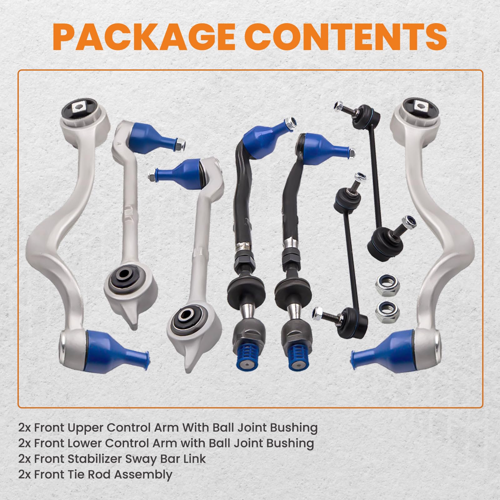 maXpeedingrods Jeu de bras de suspension pour essieu avant pour BMW Série 5 E39 Touring 8 pièces Touring 520D
