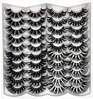 Lashes 25mm Fluffy Mink False Eyelashes Long 20 Pairs Dramatic Thick 3D 5D Faux Mink Lashes 4 Styles 25 mm Wispy D Curl Volume Fake Eyelashes Pack, by Kmilro