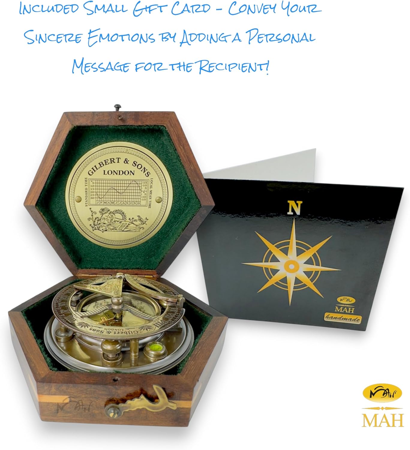 Anniversary Brass Sundial Compass Gift for Him or Her – Keepsake for Husband, Wife or Couple – 50th 40th 25th 20th 1st Year Wedding or Love Celebration – Engraved or Embossed Romantic Quote Compass