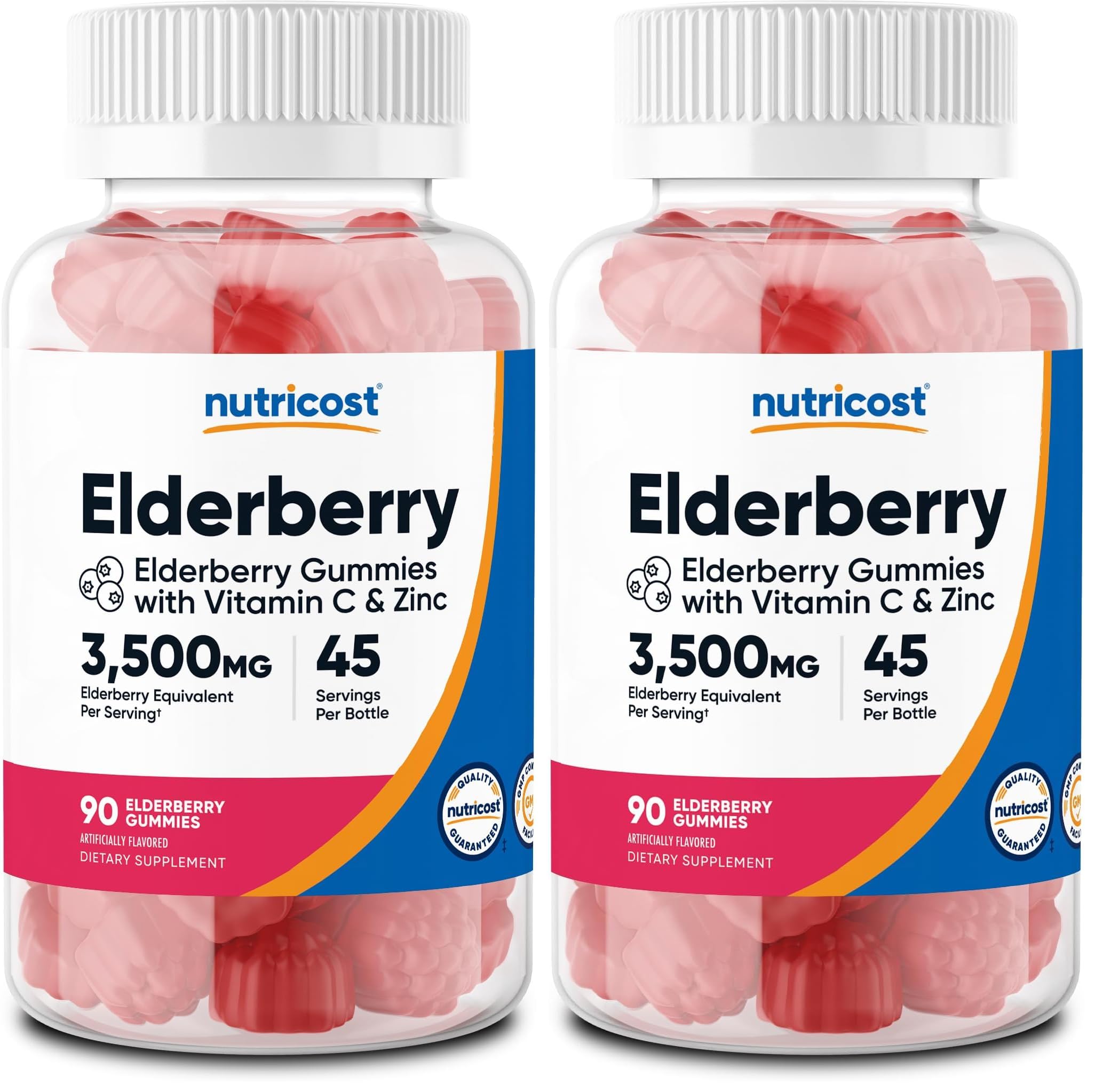 Nutricost Elderberry Extract Gummies 90 Gummies for 45 Servings Per Bottle (Pack of 2) 90 Count (Pack of 2)