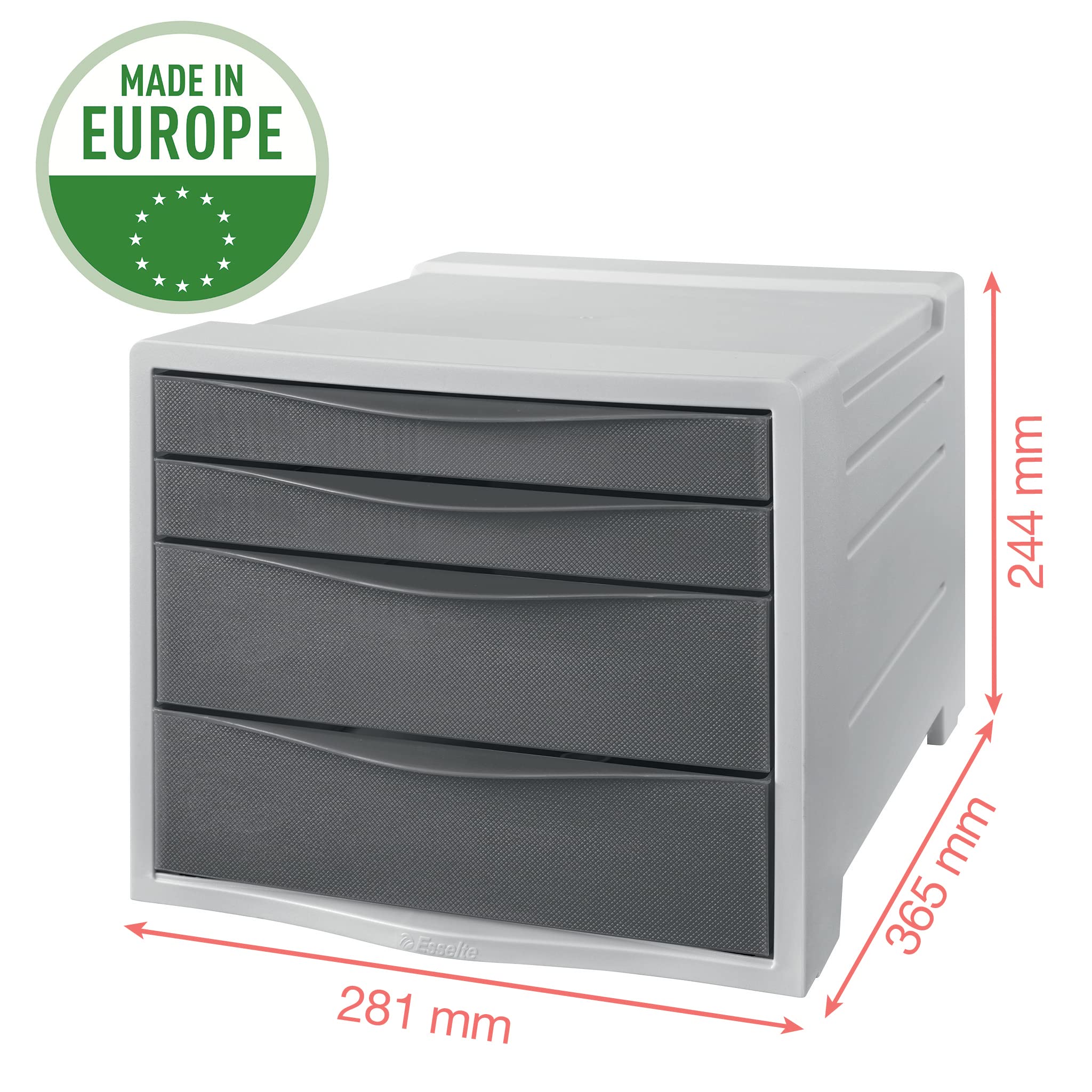 Esselte, Pojemnik z 4 Szufladami Esselte Colour'Breeze, do Domu/Biura, na Dokumenty i Artykuły Biurowe, Wytłoczony Wzór, Kolor Zielony, 1 Sztuka, 626285