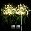 DenicMic Solar Firework Lights Outdoor 200 LED Solar Powered Garden Decorative Lights 8 Modes Starburst Waterproof for Patio Yard Path Lawn Holiday Party Christmas 2 Pack Yellow