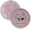5 Year Sobriety Coin | Legacy AA Chip | Thick Triplate Recovery Anniversary Token Pink