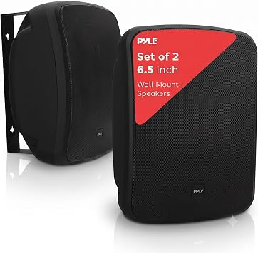 Pyle Outdoor Waterproof Wireless Bluetooth Speaker - 6.5 Inch Pair 2-Way Weatherproof Wall/Ceiling Mounted Dual Speakers w/Heavy Duty Grill, Universal Mount, Patio, Indoor Use - PDWR64BTB Charcoal