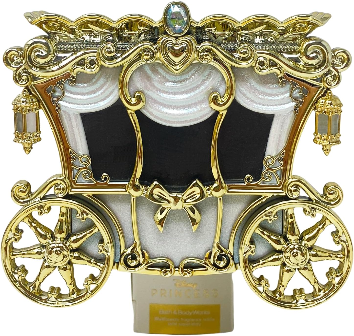 Bath and Body Works Princess Collection Carriage Projector Nightlight Wallflowers Fragrance Plug Light Up with a Peach Gardenia Sample Soap