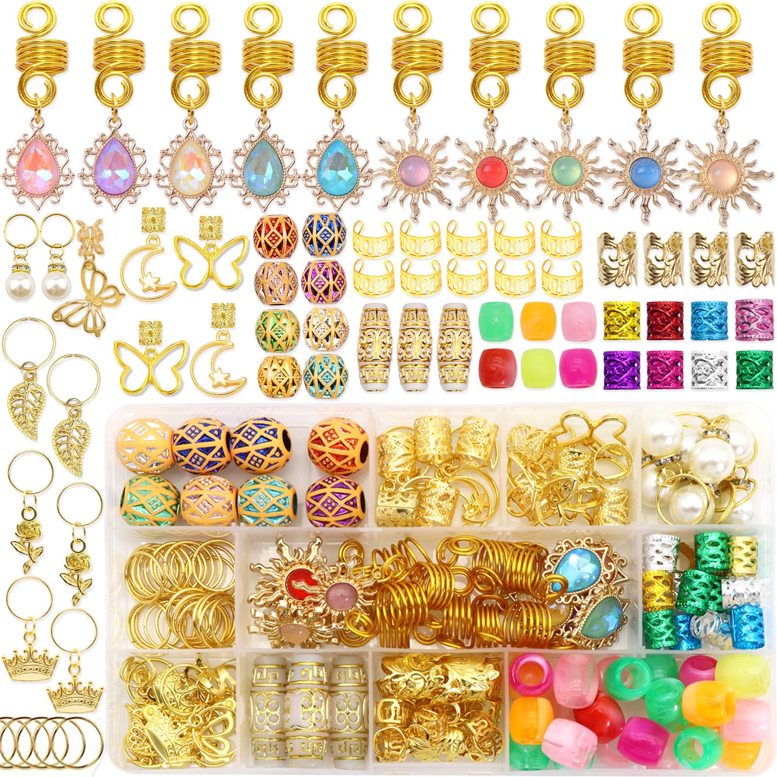 Amazon.com: NAISKA 148Pcs Gold Crystal Hair Jewelry for  display picture 2