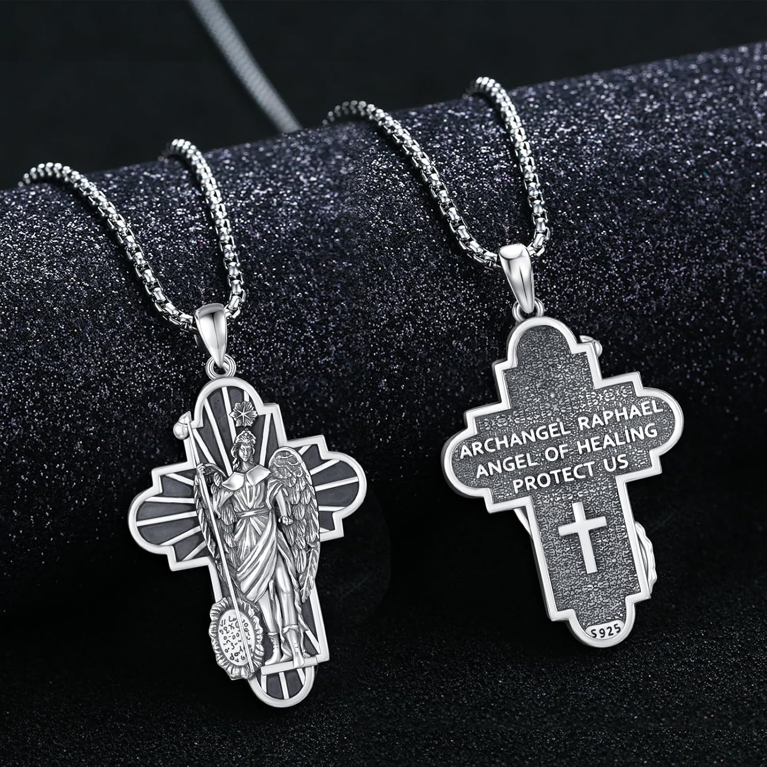 TwoAnts 925 Sterling Silver Patron Saint Medal Necklace Protection Catholic Jewelry Gifts for Men Women - Image 3