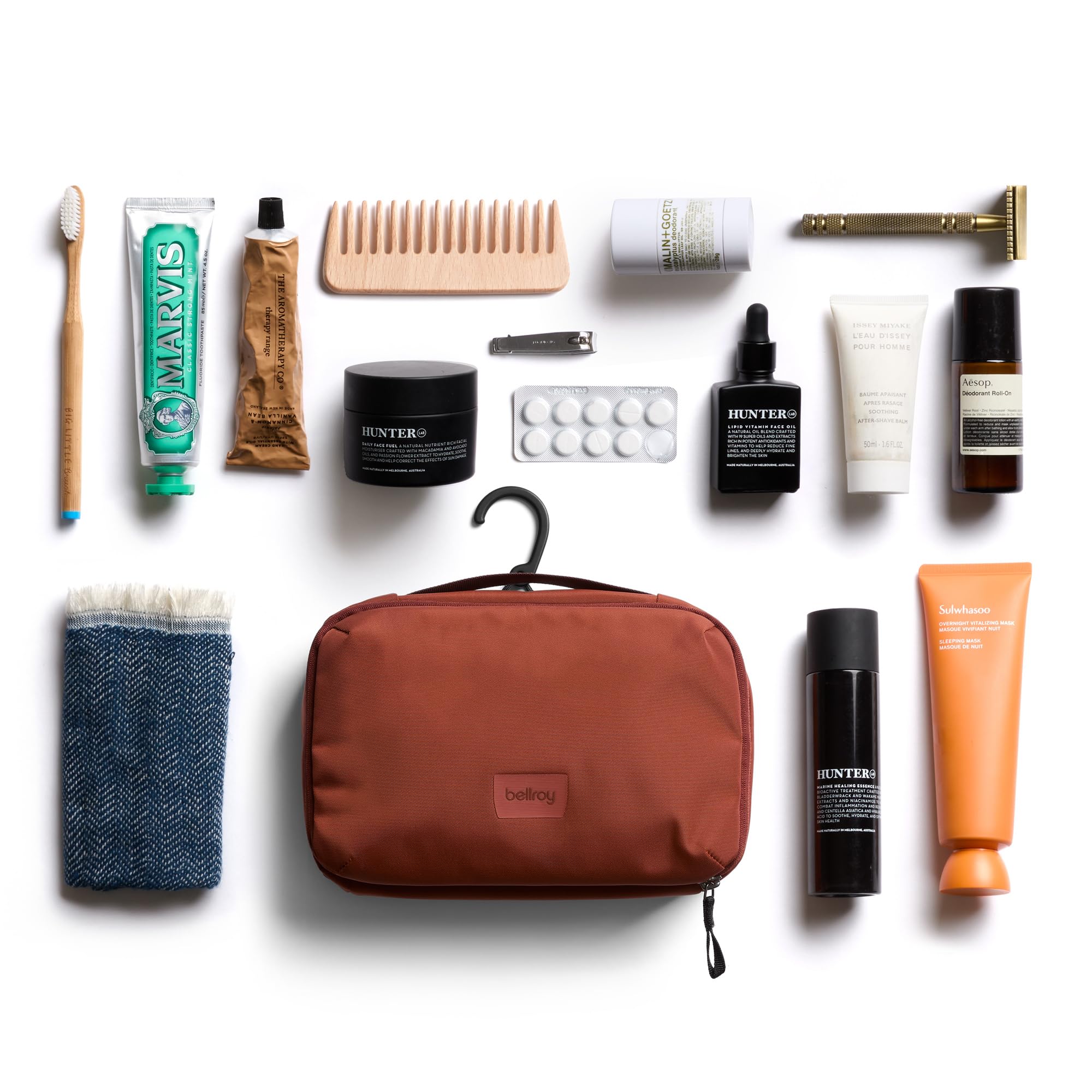 Bellroy Hanging Toiletry Kit 3L, Neceser de Viaje - Clay | Neceser colgante 3L para hombre y mujer, diseñado para viajar
