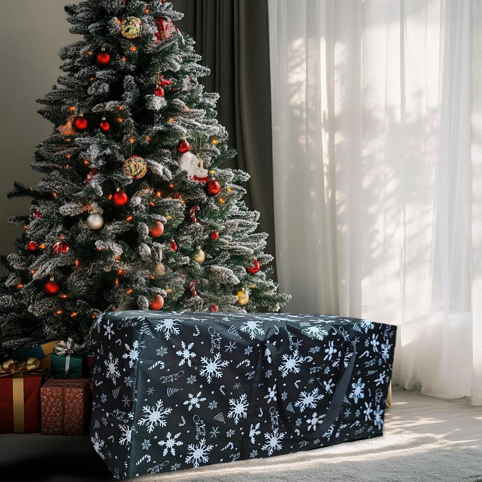Lot de 2 sacs de rangement pour sapin de Noël – Sacs de rangement robustes | pour sapin de Noël jusqu'à 2,7 m, indéchirables en Oxford 420D avec poignée renforcée et fermeture éclair, sac de rangement