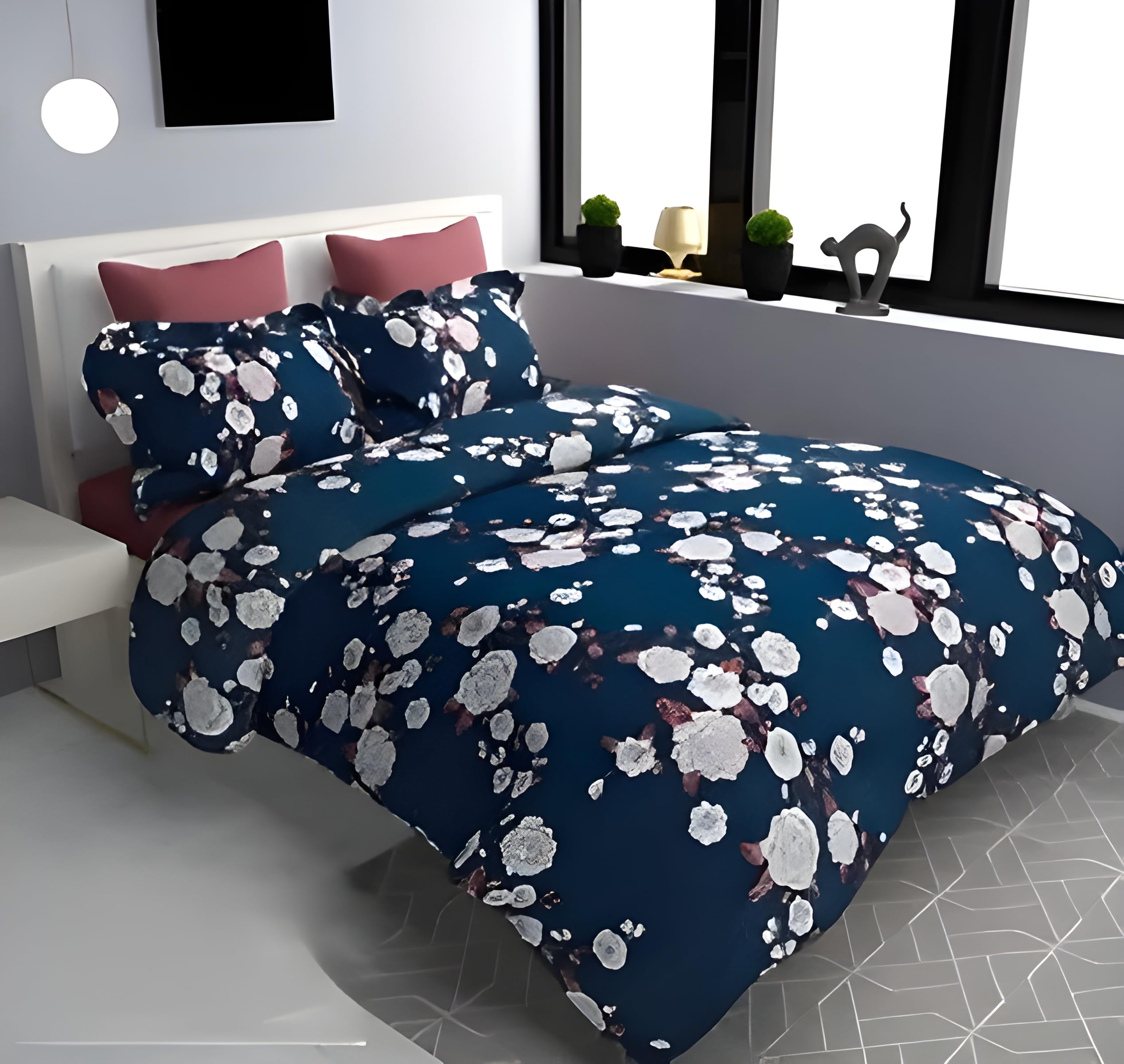 Gleeson 244 TC Super Soft King Size Bedsheet Cotton Elastic Fitted 78 x 72 Inch Bedsheets Double Bed All Round Elastic Bed Sheet Fit Upto 8 Inch Mattress