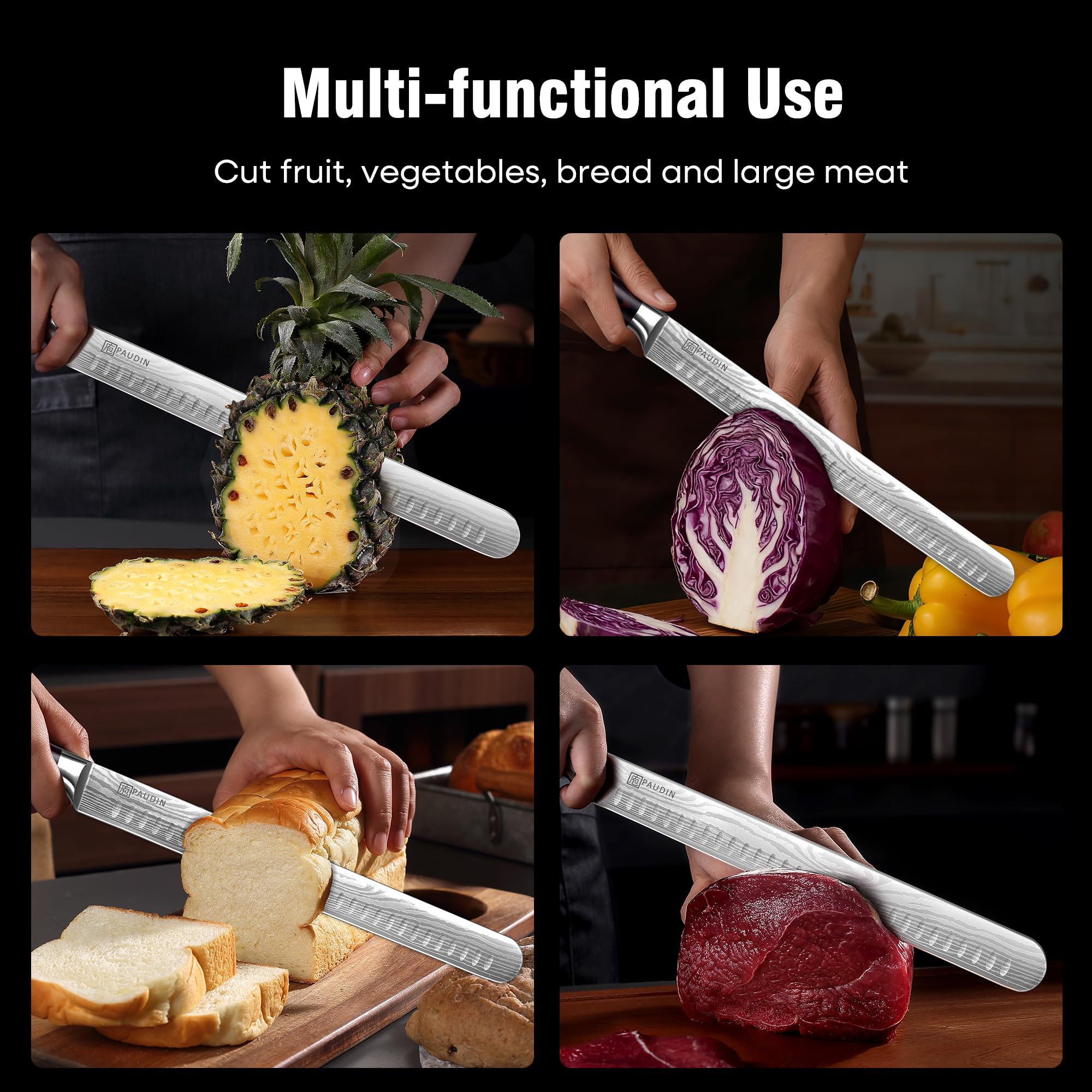 PAUDIN Brisket Knife, 12 Inch Carving Knife, Razor Sharp High Carbon Steel — Amazon image 6