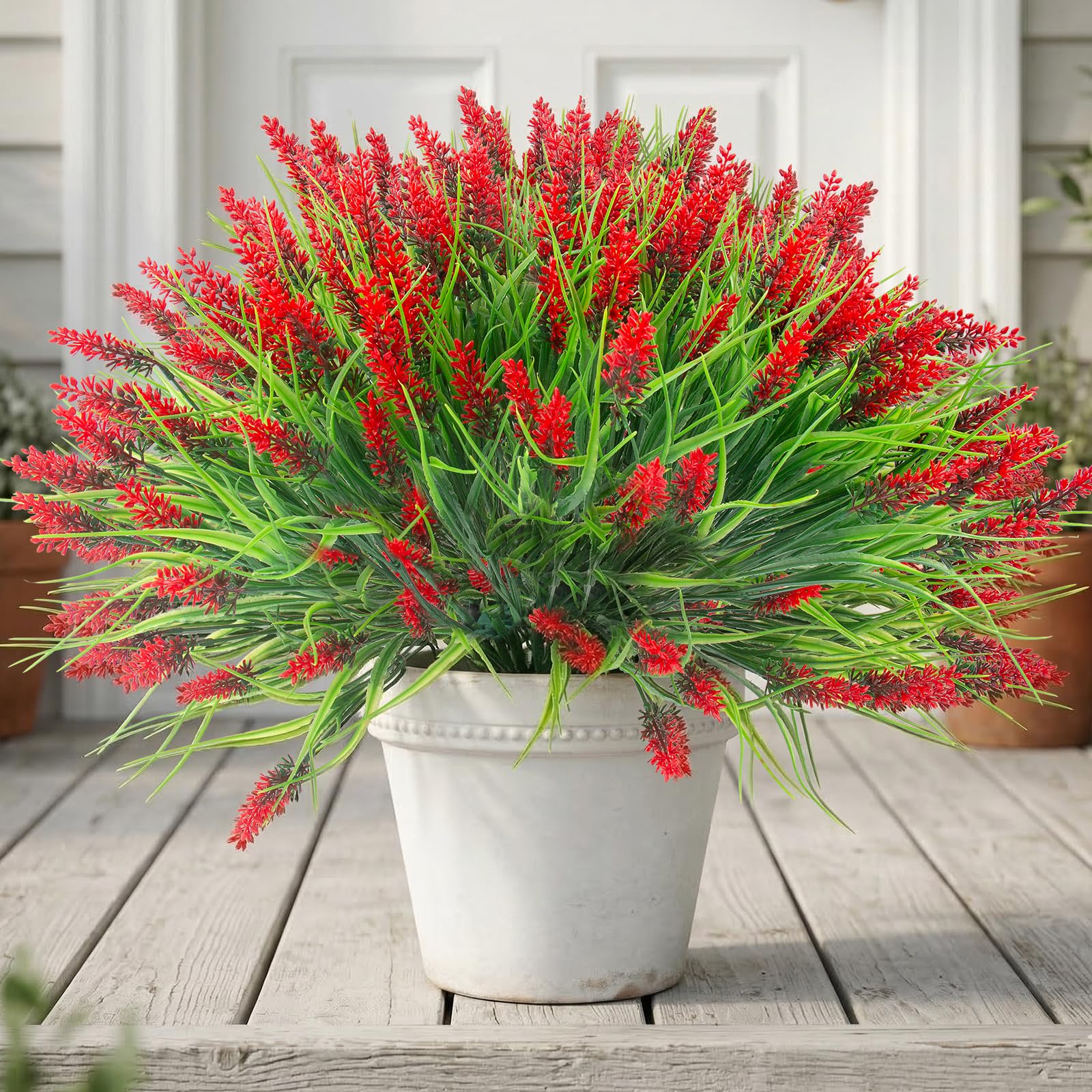 Rowfad 22 Pcs Artificial Outdoor Flowers Monkey Grass