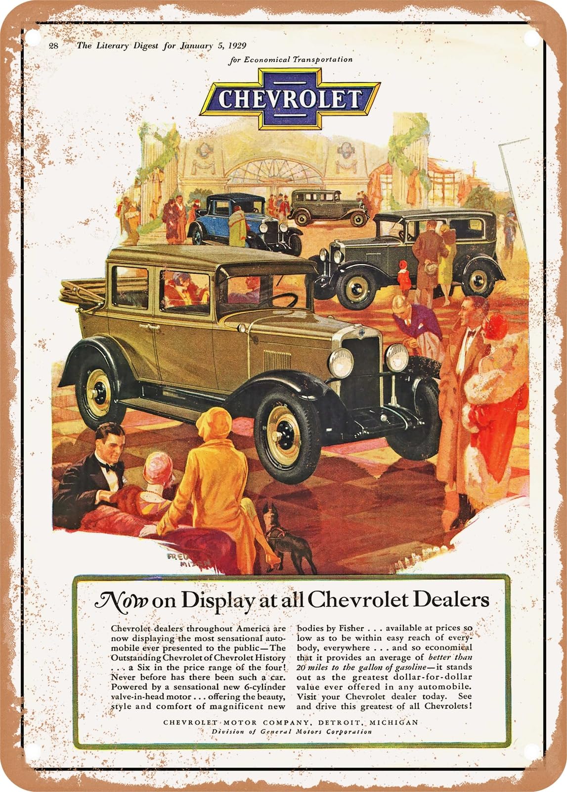 Miaomansenstore Metal Sign - 1929 Chevy Convertible Landau Vintage Ad Home Decor