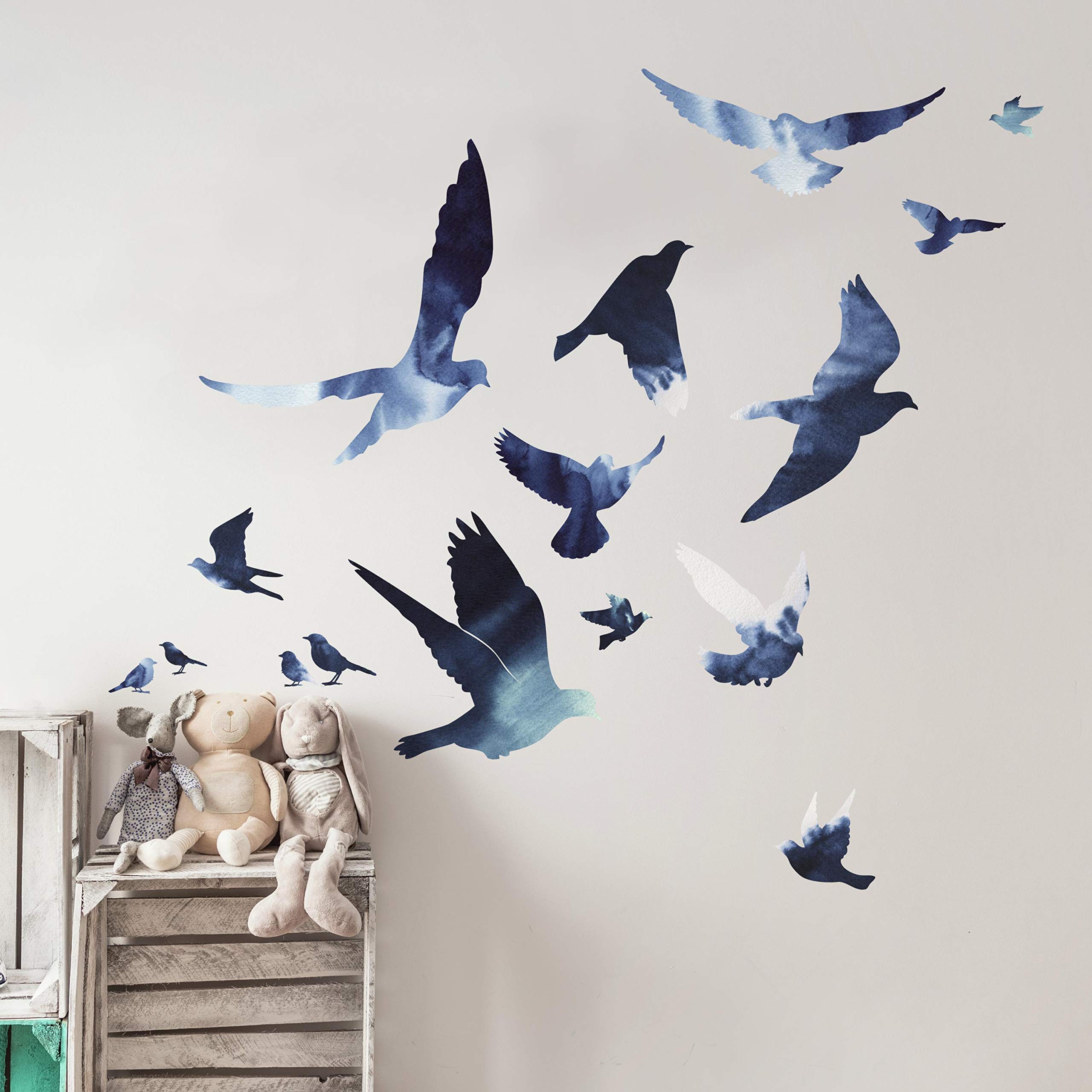 RoomMates RMK4306GM Birds in Flight Peel and Stick Giant Wall Decals, Blue - Image 4