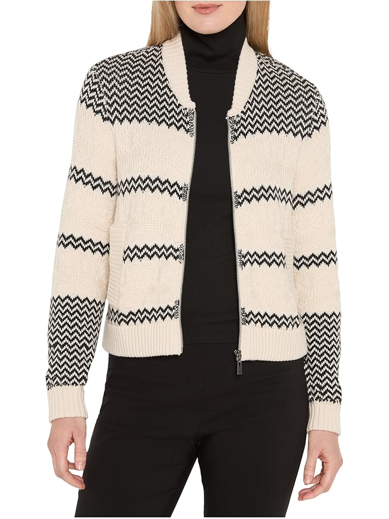 Black NIC+ZOE Zigzag Bomber Jacket