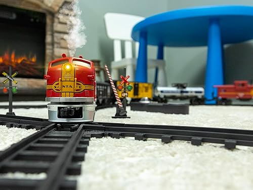 Miniatura 8 de Lionel Santa Fe Freight Battery O Gauge Juego de tren de juguete con control remoto, locomotora, vagones de tren y pista con sonidos auténticos de