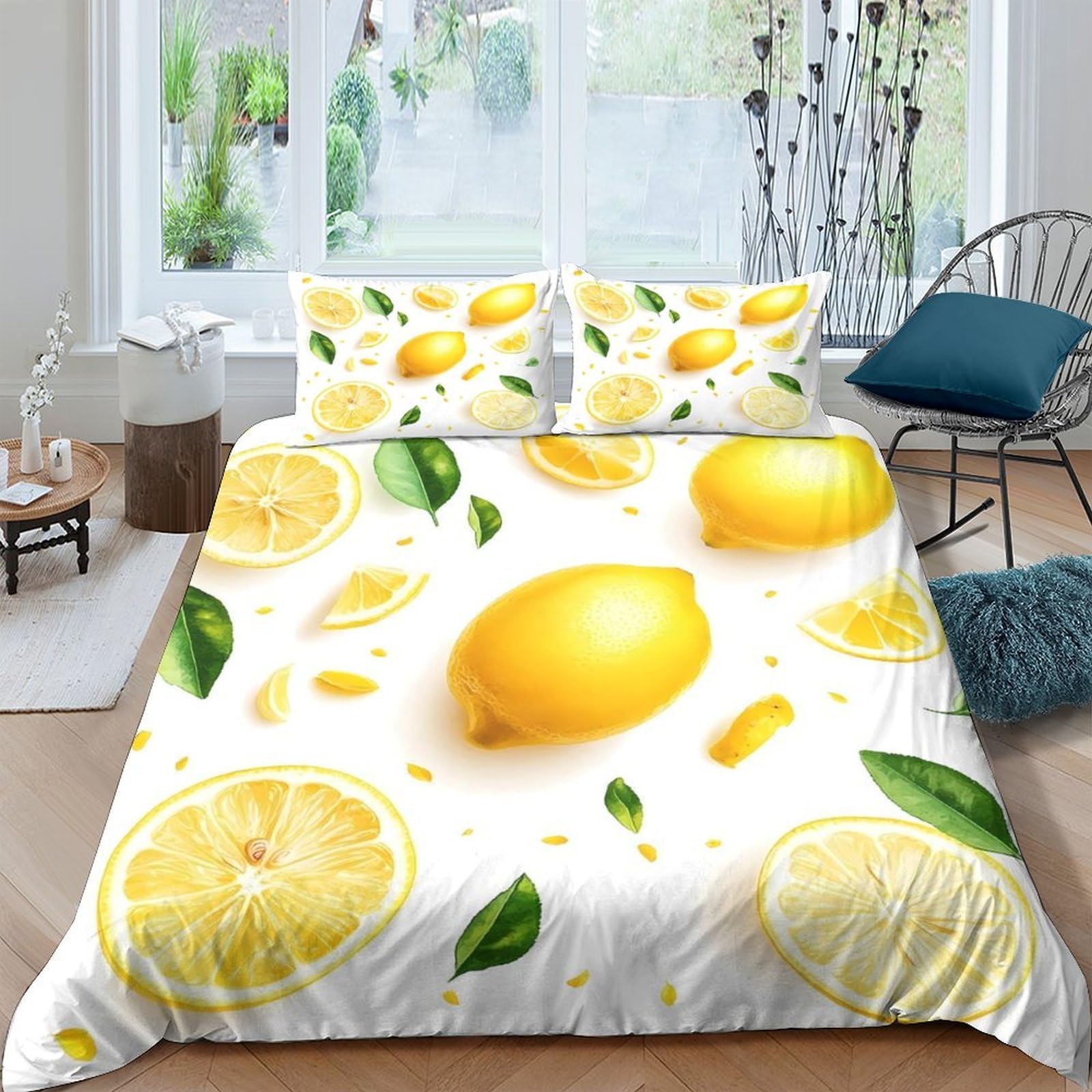 Ctjqhvkz Style-6 3D Printed Lemon Citrus Fitted Sheet Microfiber Soft Breathable Fruit Slice Bed Cover For Bedroom Guest Room Decor Single（135X200cm）