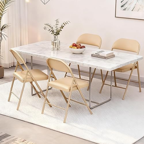 Miniatura 2 de Alpen Paquete de 2 sillas plegables acolchadas de cuero, marco de acero, portátil, apilable, comercial, cómodas para el hogar, oficina, fiesta,