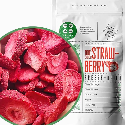 Fragole Disidratate | Essiccate | Frutti Rossi | Frutti di Bosco Fatti in Casa Liofilizzata Polvere Fragole Fresche (90g)