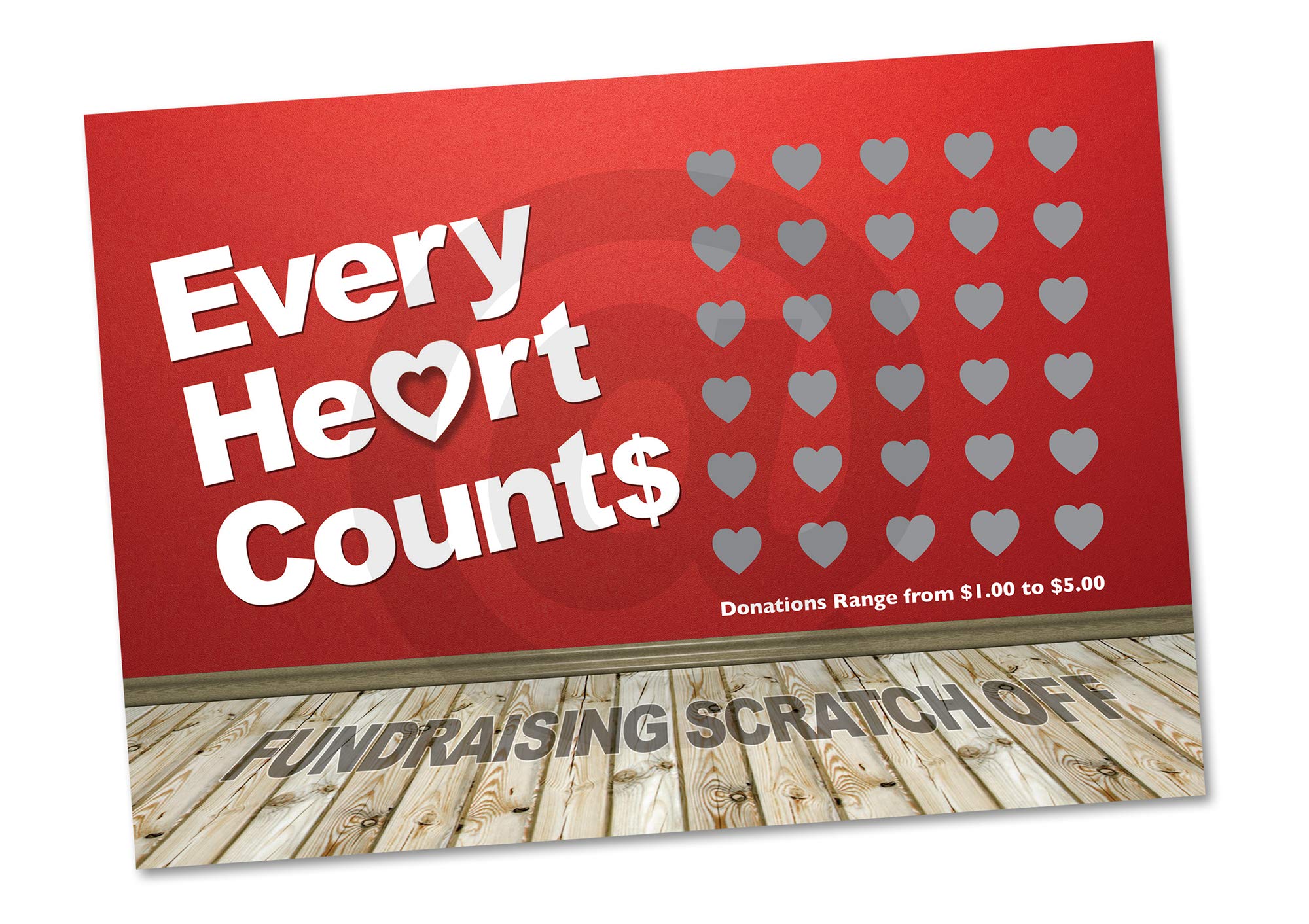 Every Heart Counts Fundraising Scratch Off Cards - (20 Cards per Pack) - Raise $2,000. You Keep All the Profit! Use in-person or VIRTUALLY!