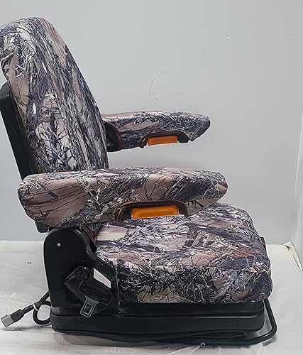 Miniatura 3 de Asientos de tractor DSC hechos para asientos de suspensión de tractor de lujo con bolsa de documentos y reposabrazos ajustable. camuflaje verde.