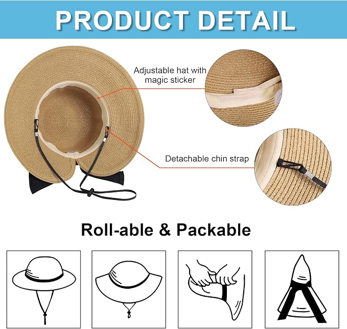 Verabella Sun Hats for Women UPF 50+ Made of 90% paper straw and 10 % polyester. Straw material.